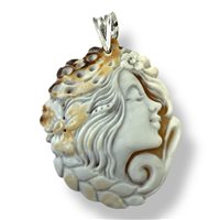 Pendant Mandile 1922 Woman Cammei  in Silver Conchiglia 2MCICM169